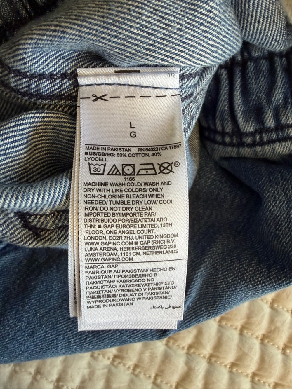 GAP High Rise Pull-On Barrel Jeans Medium Wash Relaxed Denim Size Large - Picture 9 of 11